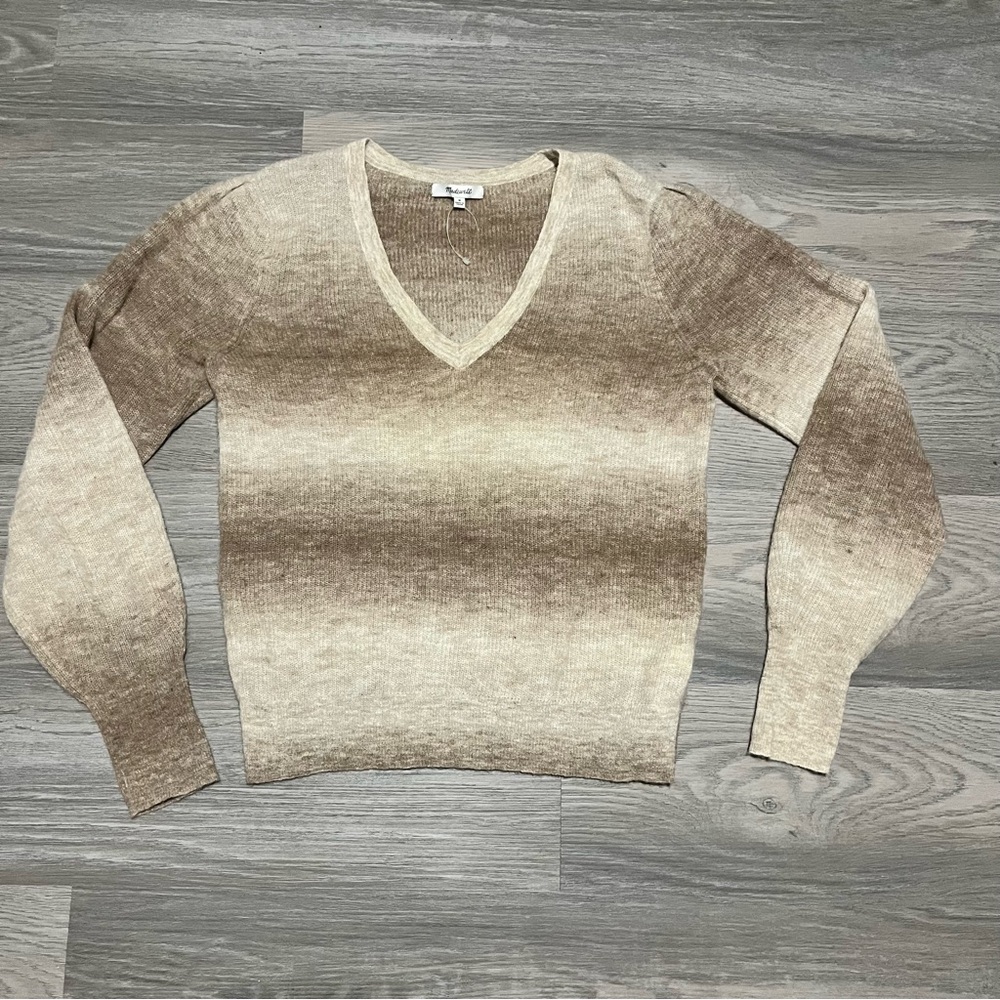 Madewell Brown Gradient V-Neck Sweater Women’s Size Medium.